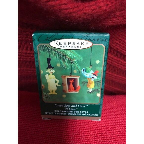 2000 Hallmark Dr Seuss Green Eggs and Ham mini set Christmas Ornaments QXM6034 - Picture 5 of 7